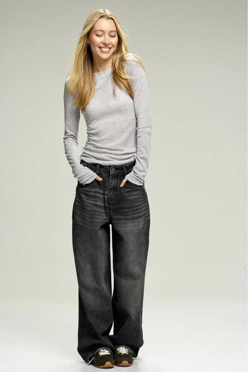 Лонгслив Basic с необработанным краем Grey Melange Erist store, цвет: серый, НФ-00002835 купить онлайн