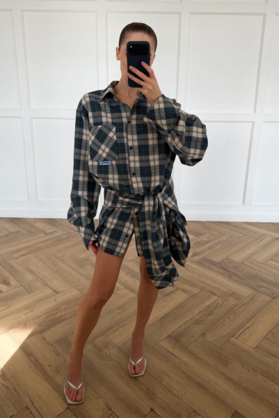 Платье-рубашка в клетку