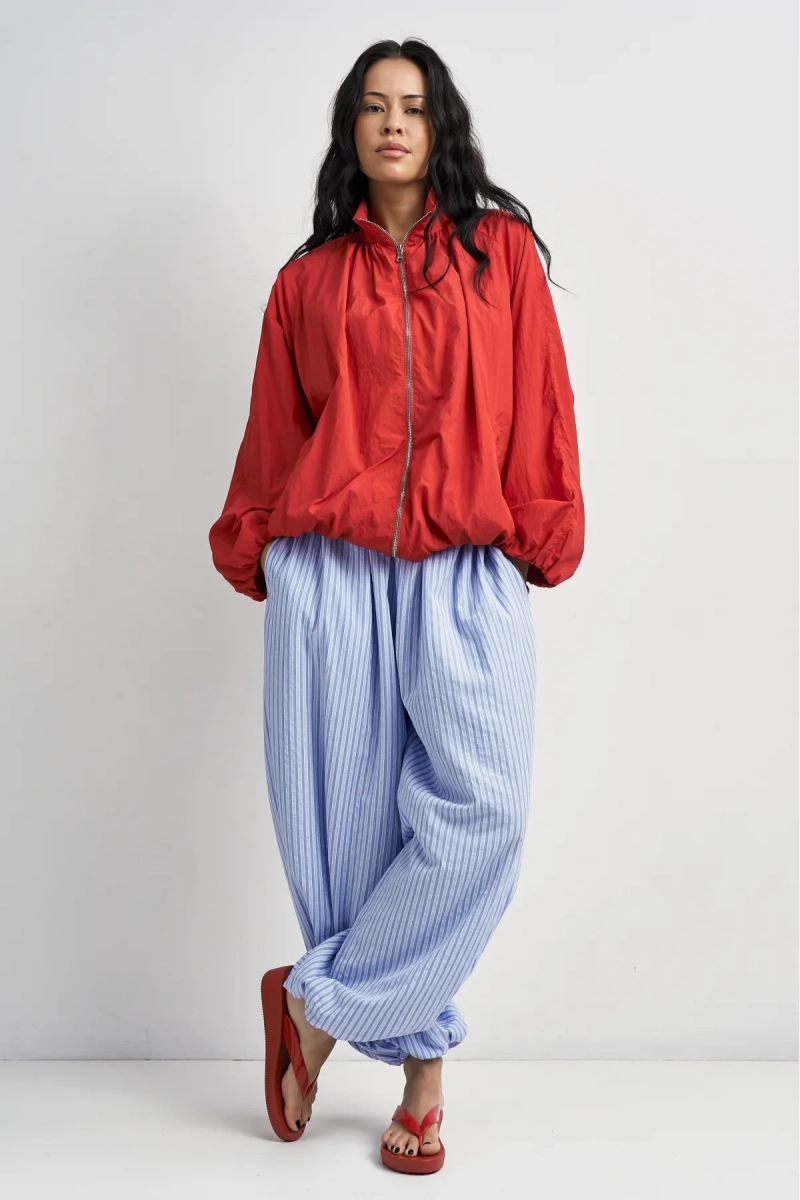 Брюки-алладины в полоску в цвете Голубой