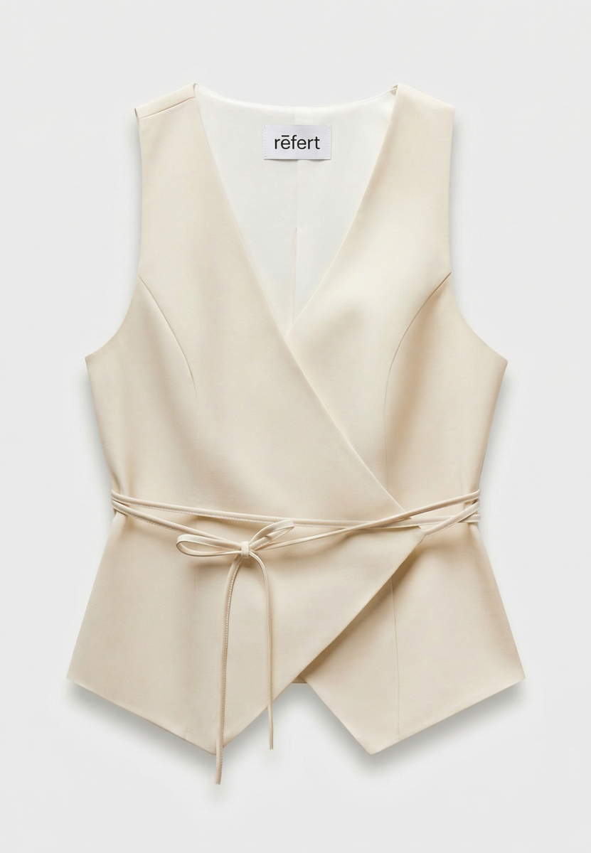 Жилет на запах из костюмной ткани REFERT, цвет: молочный, 05-4144/2-2511 купить онлайн