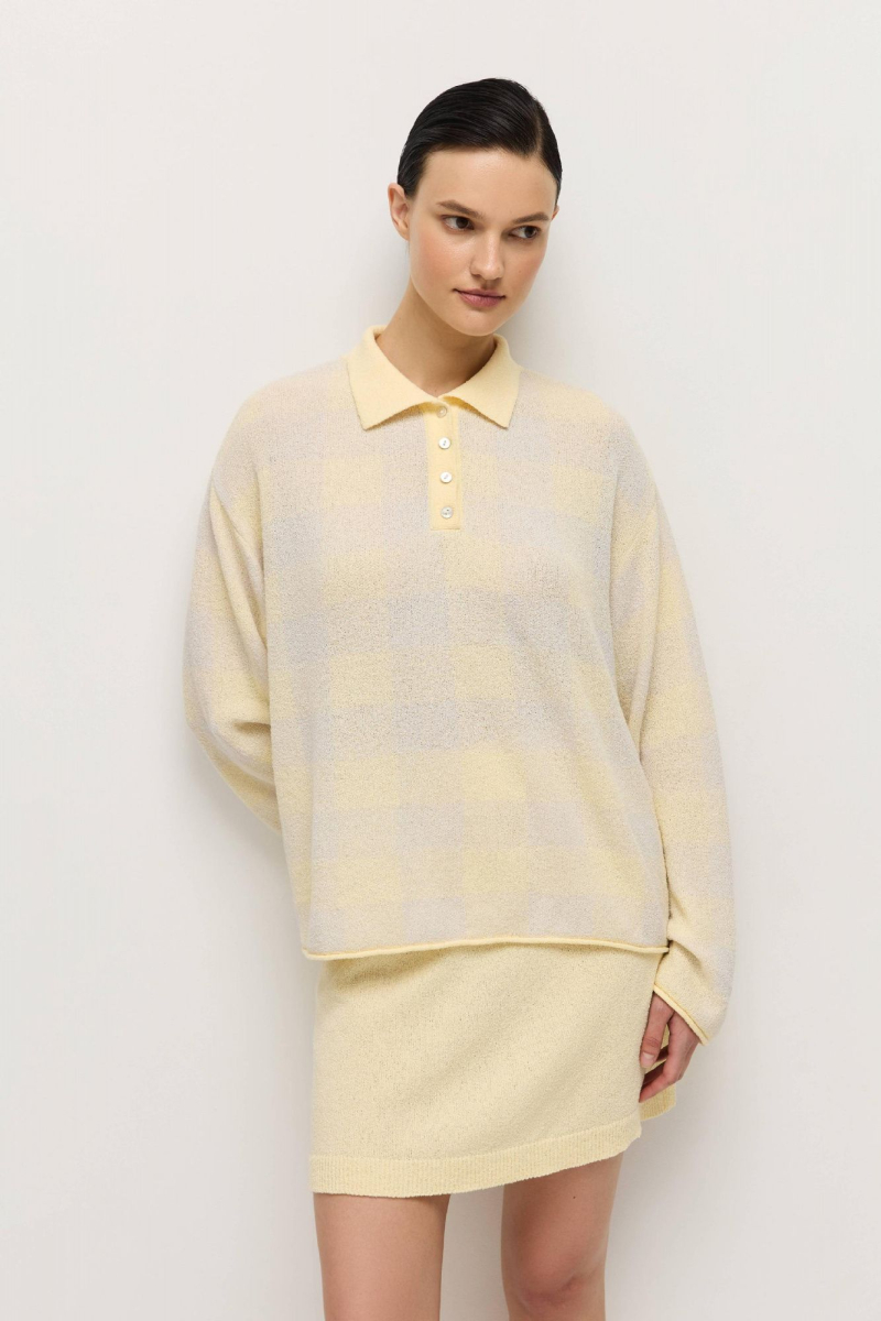 Поло из хлопковой махры в клетку