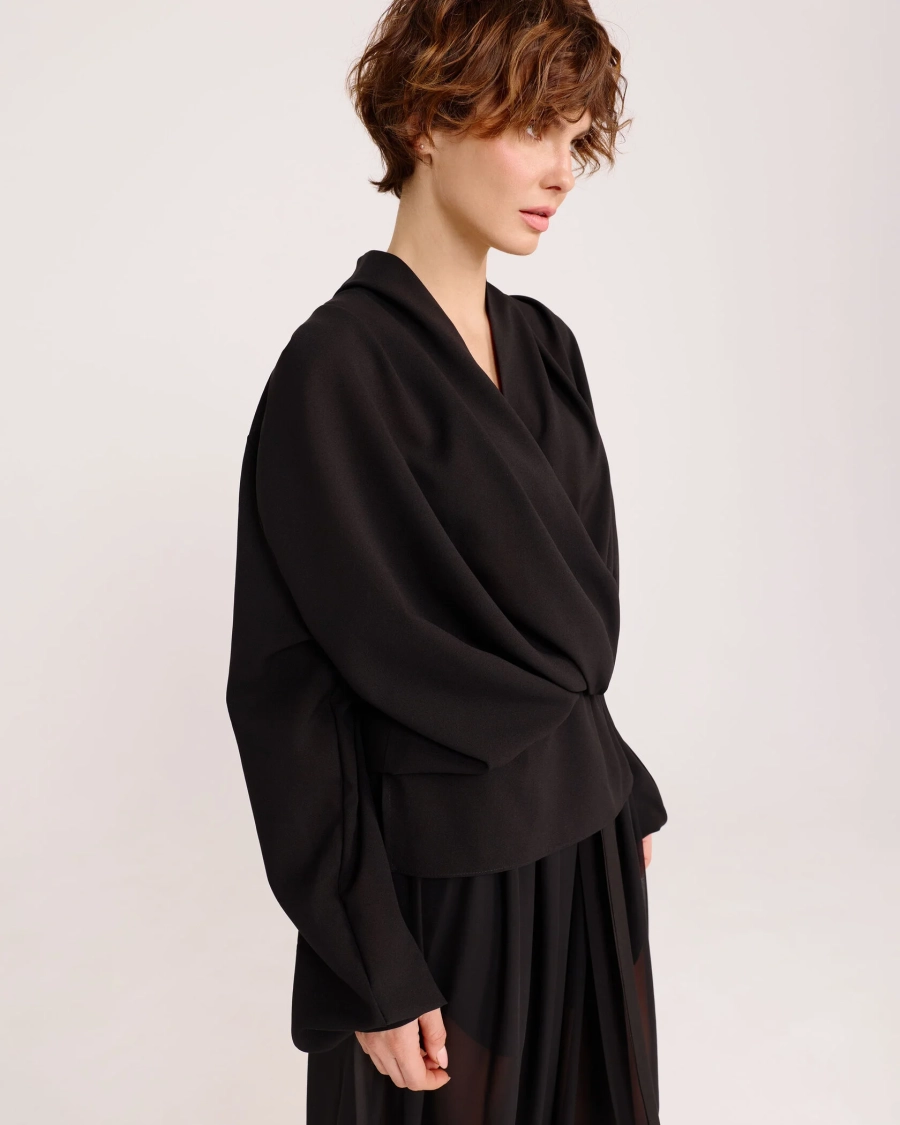 Блуза из креп-шифона BLACK Anmuse, цвет: Черный, BL25W216-BLC купить онлайн