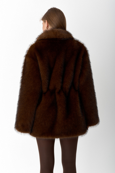 Шуба из экомеха Ricoco, цвет: шоколадный, 7010/1 купить онлайн