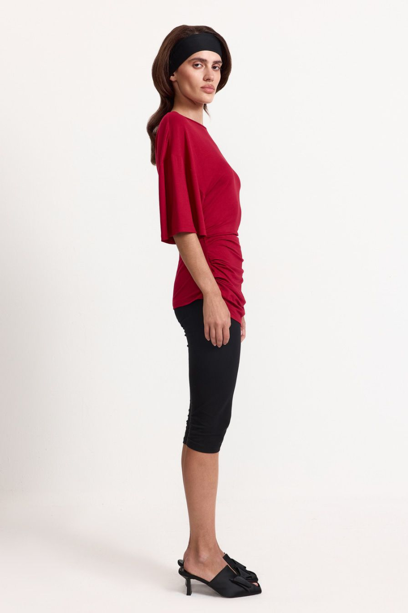 Футболка из смесовой вискозы TOPTOP, цвет: Бордовый, TT.027.18060.330.05287 купить онлайн