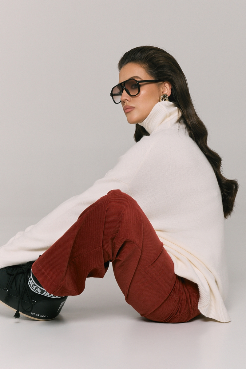 Свитер с шерстью оверсайз Ricoco, цвет: молочный, 7014/2 купить онлайн