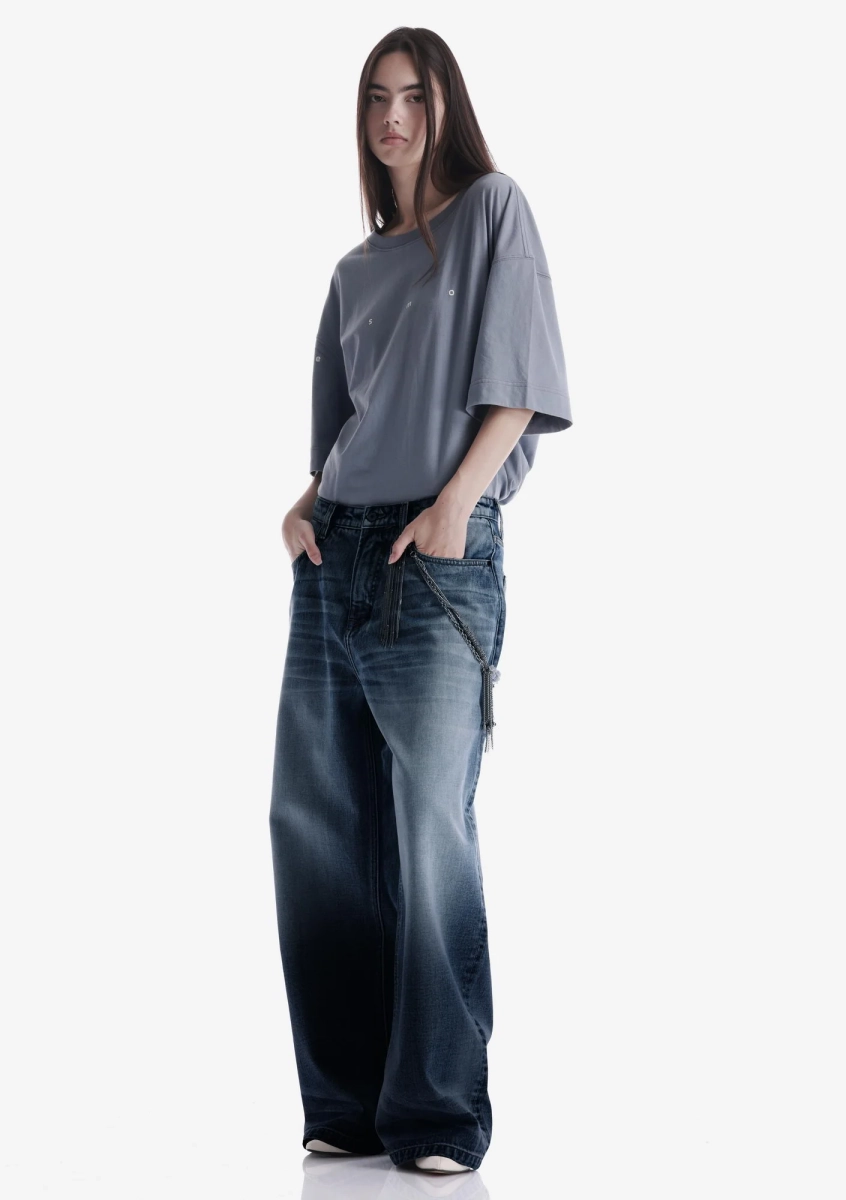 Широкие джинсы KRAKATAU, цвет: темно-синий, Ru223-615 купить онлайн