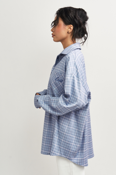 Рубашка в клетку с карманом Ледяной голубой Erist store, цвет: голубой, НФ-00003260 купить онлайн