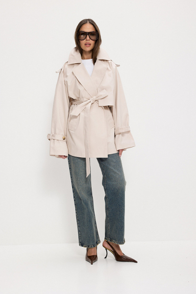 Тренч укороченный ABDA, цвет: марципан, 812613403602 купить онлайн