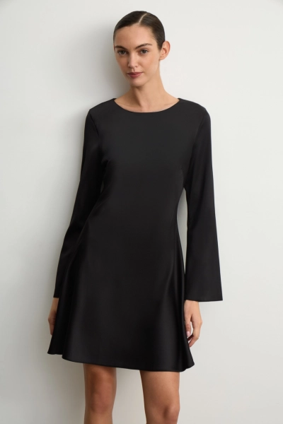 Платье из атласа расклешенного силуэта Mollis, цвет: Черный, 12-09-2491/6 купить онлайн