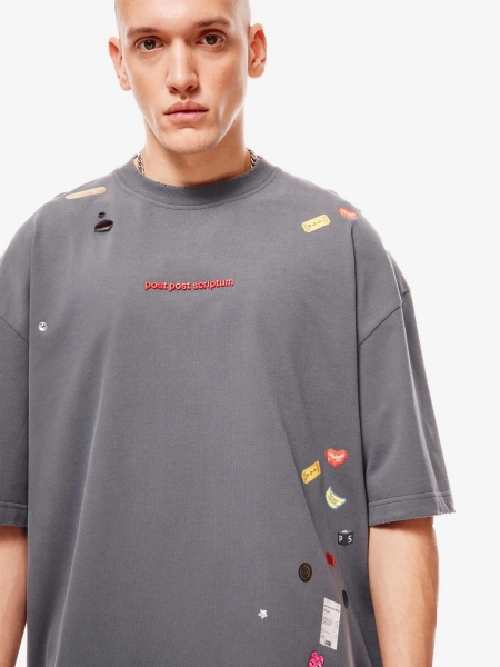 Sticker Pack Футболка Оверсайз p.p.s., цвет: туманный серый, 1039.00.00.GRY1 купить онлайн