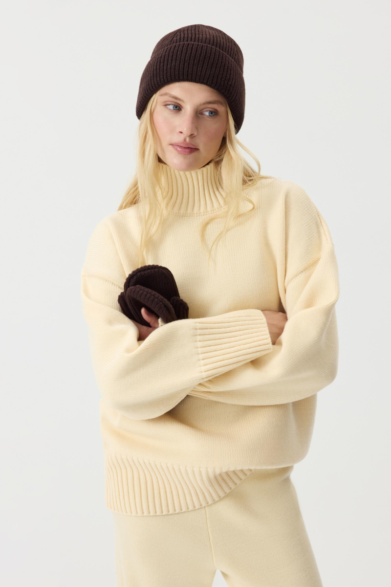 Шапка бини из шерсти мериноса Charmstore, цвет: шоколадный 608-45098-551 купить онлайн