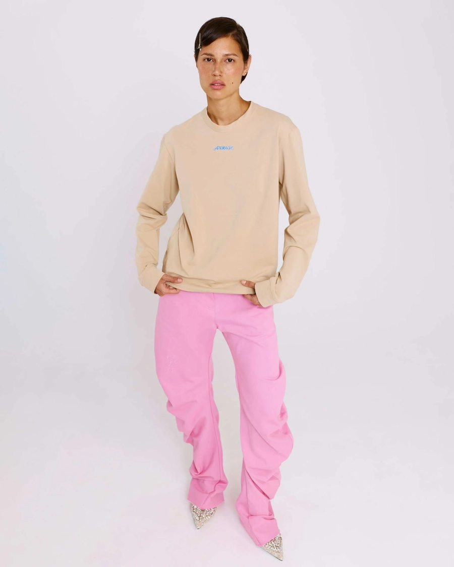 Лонгслив из хлопка Anmuse, цвет: бежевый, LSV26SP316-LBG купить онлайн