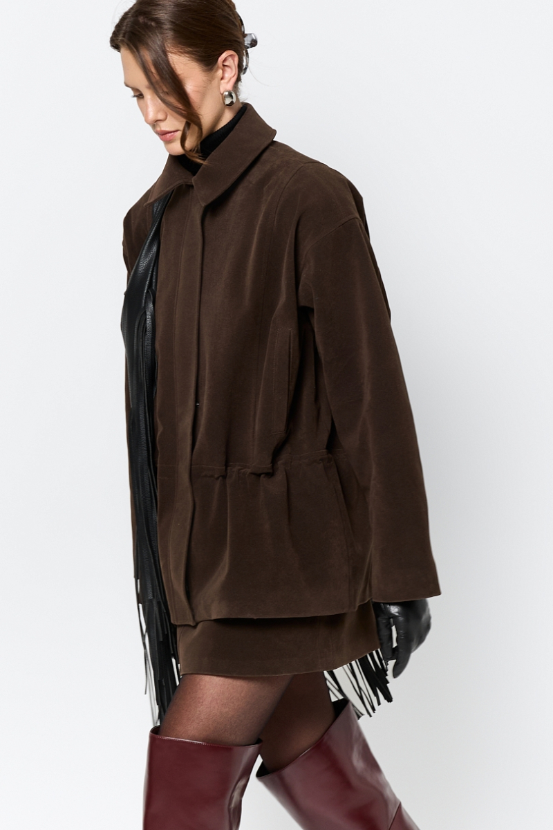 Парка из экозамши на молнии Ricoco, цвет: шоколадный, 7060/1 купить онлайн
