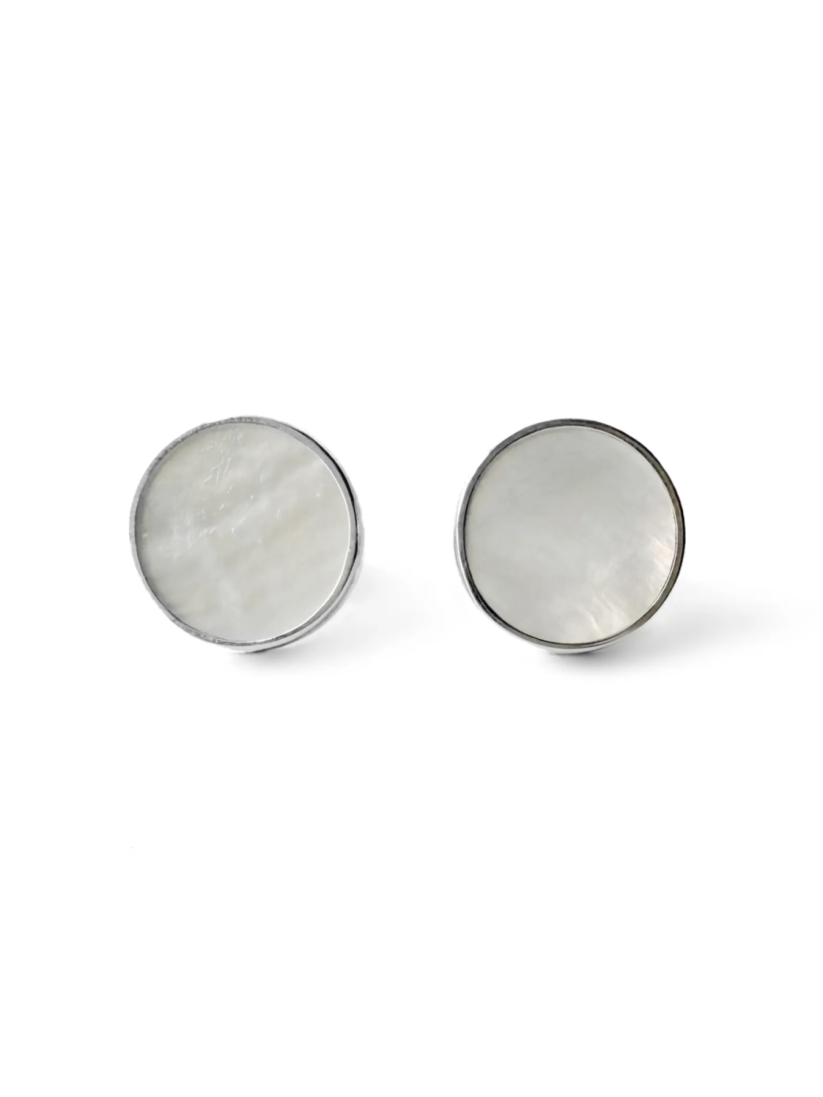 Серебряные серьги-пусеты с перламутром