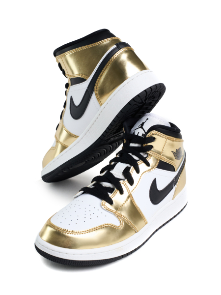 Кроссовки подростковые Jordan 1 Mid "Metallic Gold" GS NKDADDYS SNEAKERS, цвет: белый DC1420-700 купить онлайн