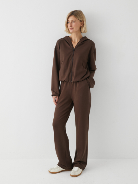 Худи на молнии из интерлока Marou, цвет: коричневый,  купить онлайн