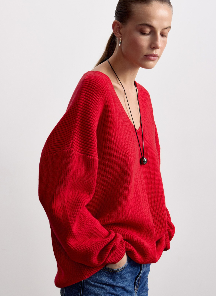 Джемпер с V-образным вырезом ALL WE NEED, цвет: красный, 2603W3545-07 купить онлайн