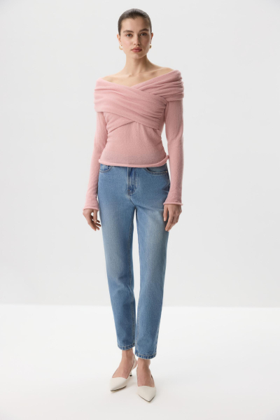 Лонгслив вязаный с драпировкой Charmstore, цвет: пудровый, 313-46685-227 купить онлайн