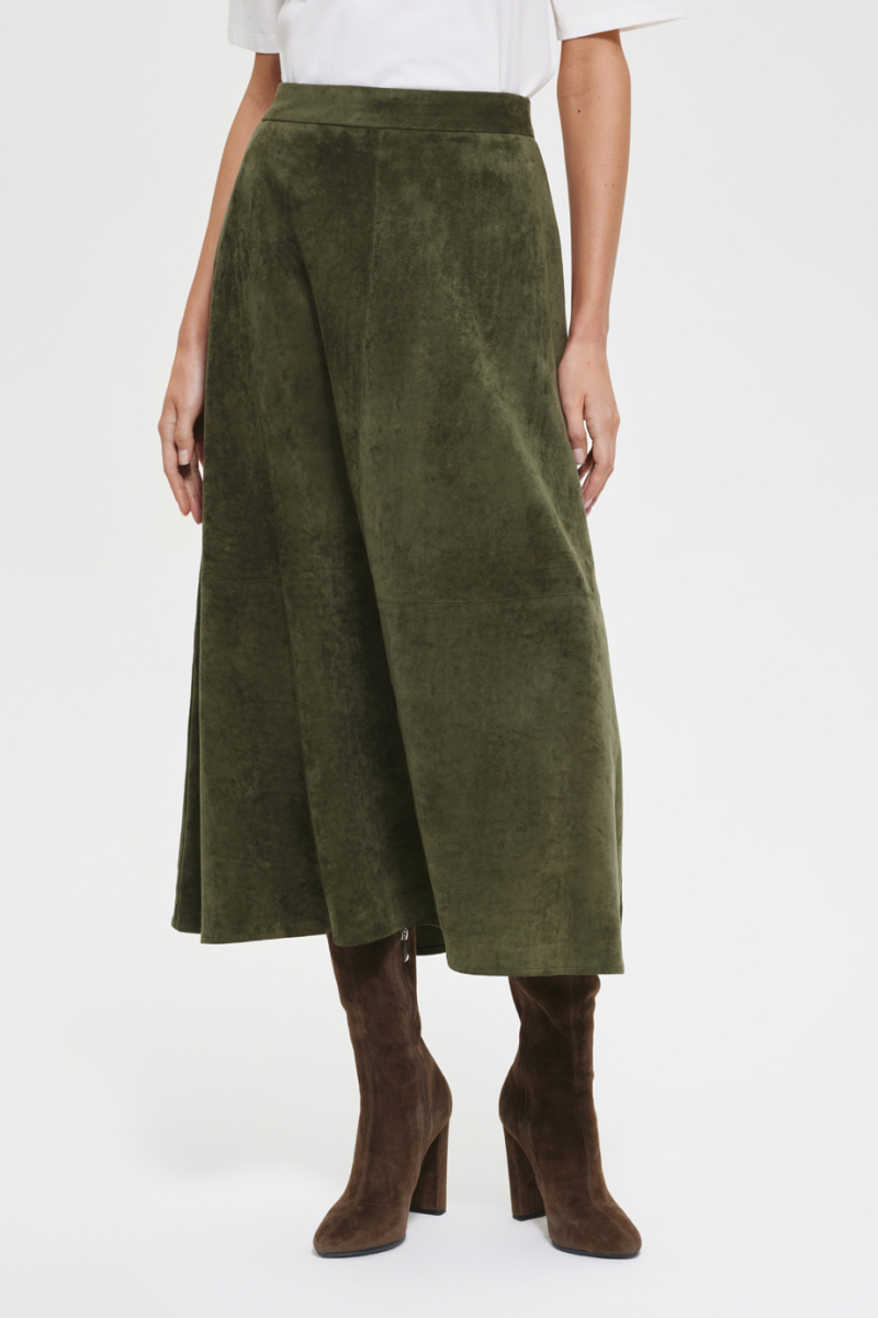 Юбка из экозамши DREAMS BY ALENA AKHMADULLINA, цвет: хаки, 225102100204282/118000 купить онлайн