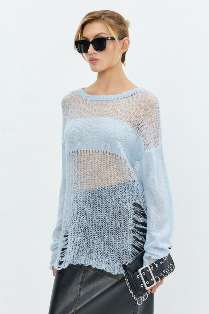 Джемпер с добавлением шерсти и мохера TOPTOP, цвет: голубой, TTS.050.15137.600 купить онлайн