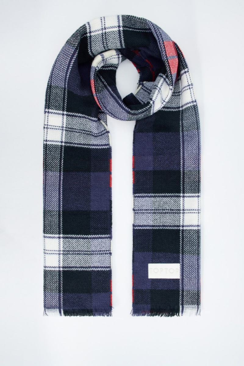 Шарф с принтом «клетка» TOPTOP, цвет: синий с принтом TT.607.16556.621 купить онлайн
