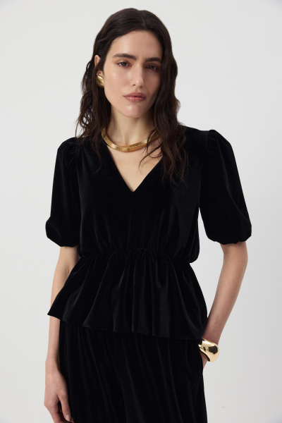 Блуза из бархата Charmstore, цвет: Черный, 102-48542-880 купить онлайн