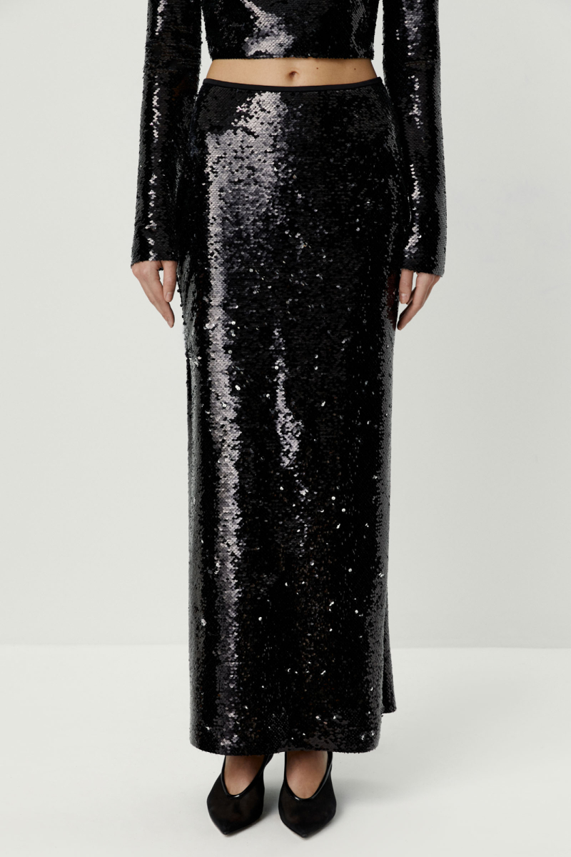 Юбка макси из ткани с пайетками