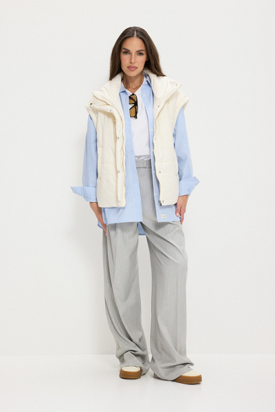 Брюки с защипами ABDA, цвет: светло-серые в полоску, 312607102209 купить онлайн