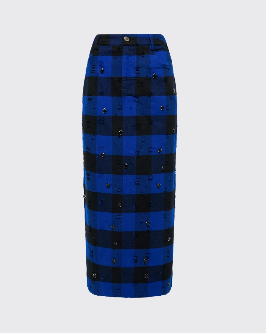 Юбка макси PLAID BLUE ASIA ST 71, цвет: синий, Ast71.skirt-plaid-blue купить онлайн