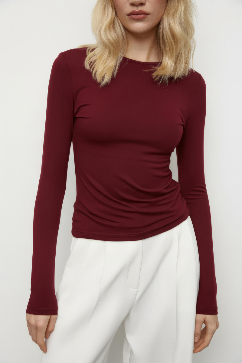 Лонгслив базовый из вискозы Charmstore, цвет: Бордовый 205-13465-442 |новая коллекция купить онлайн