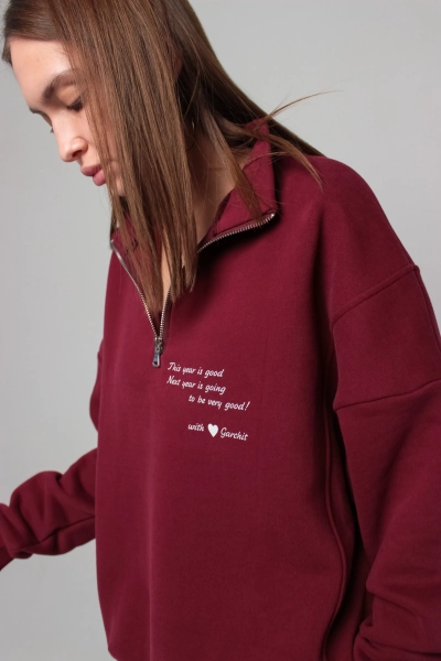 Свитшот с короткой молнией GARCHIT, цвет: Бордовый, GARFutSvitMolnRed2 купить онлайн