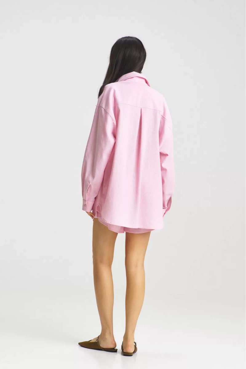 Костюм лён с шортами Pink