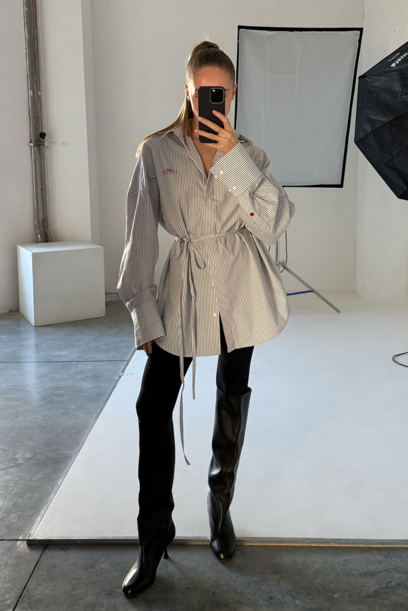 Рубашка с широкими манжетами GREY