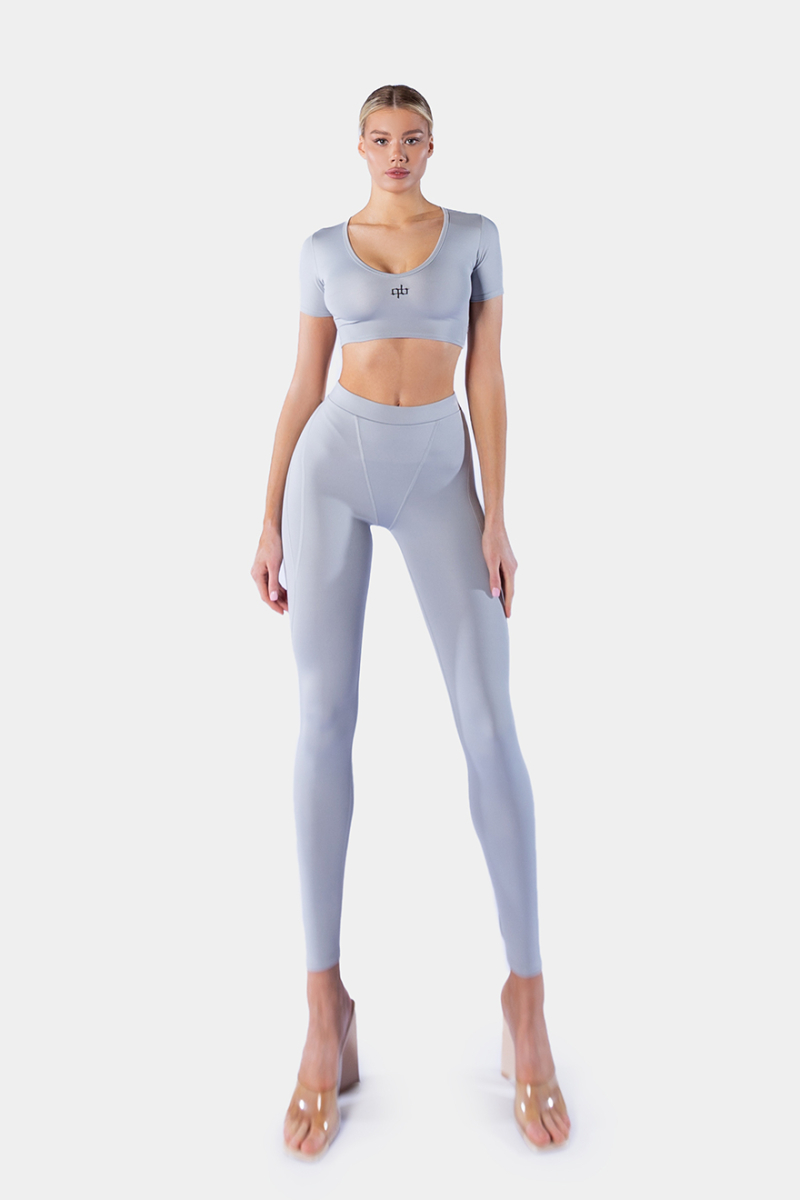 Кроп-топ Basic Crop Sleeve qb A QUICK BUCK, цвет: grey,  купить онлайн