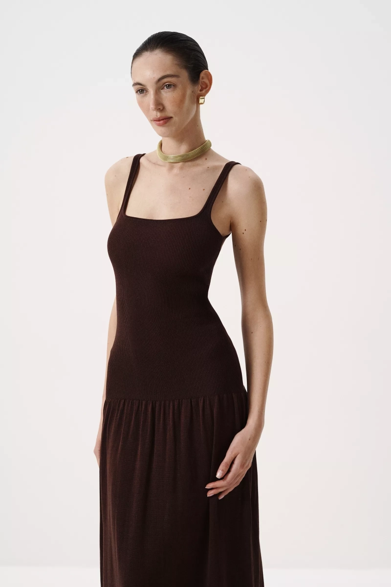 Платье из лиоцелла и шерсти Charmstore, цвет: шоколадный, 306-589119-551 купить онлайн