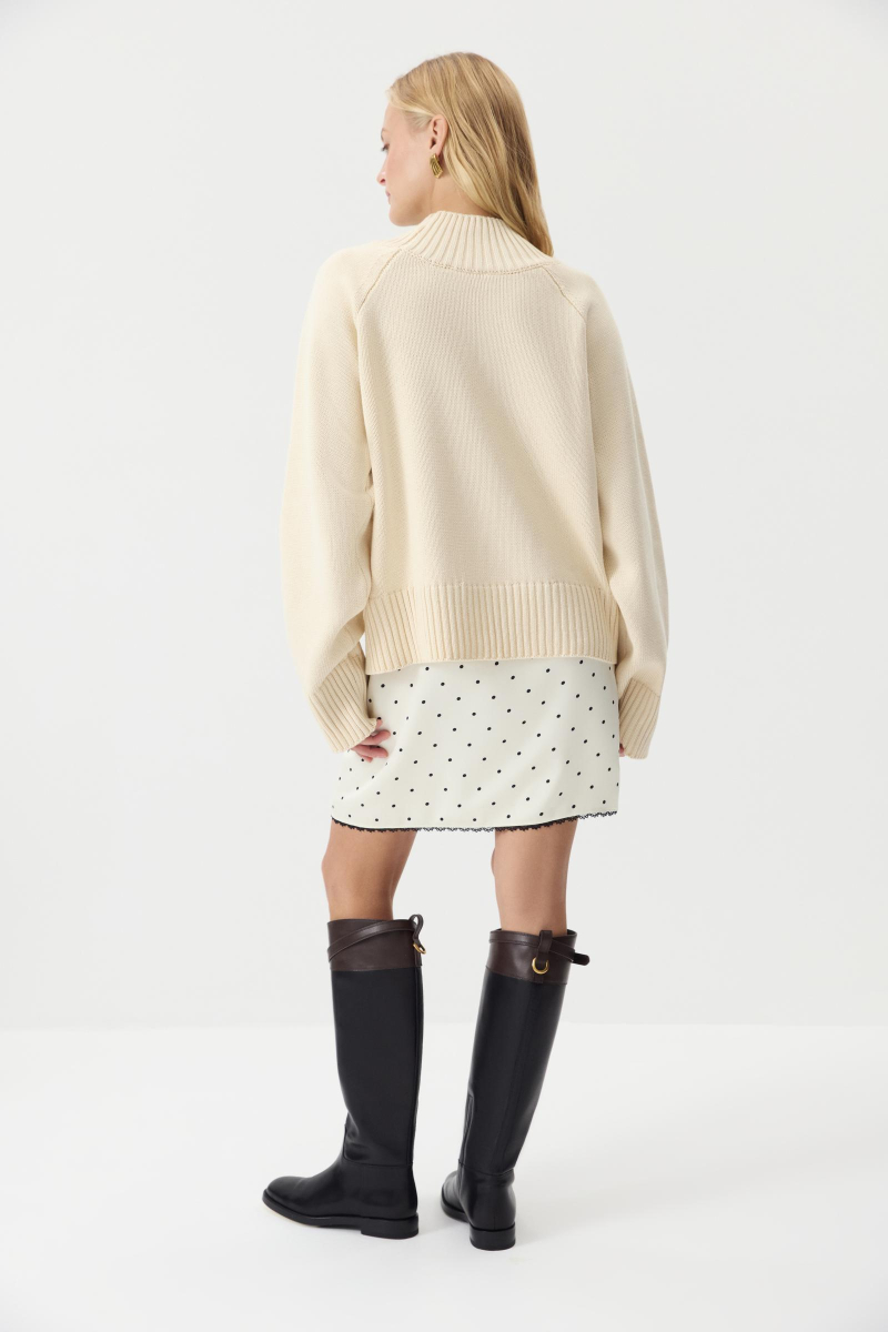 Свитер с широкой стойкой из хлопка Charmstore, цвет: Сливочный, 303-41486-121 купить онлайн