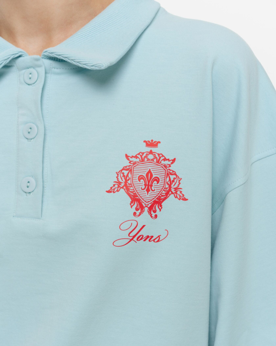 Свитшот-поло YONSRU, цвет: голубой,  купить онлайн