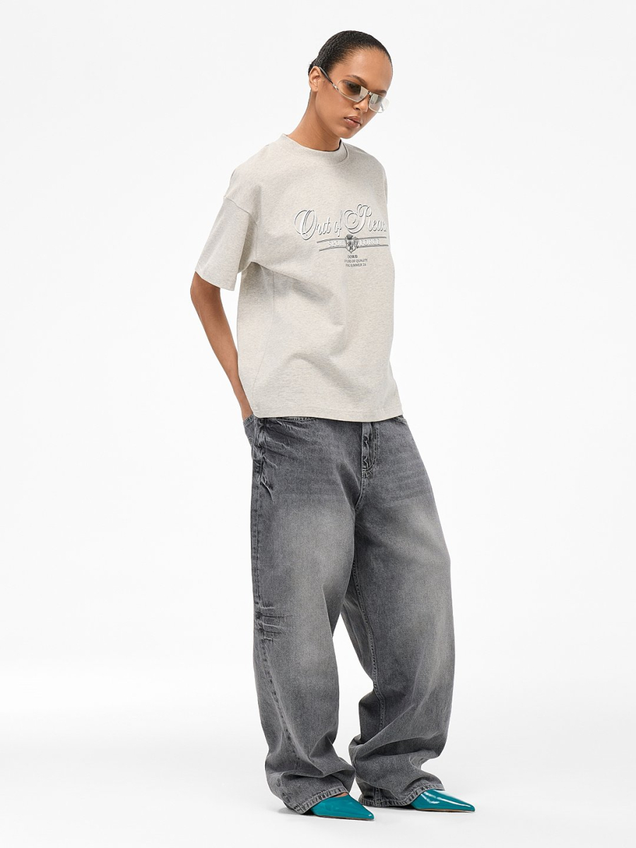 Футболка с принтом OUT OF REACH, цвет: серебристый меланж, TSLGGSLVMLG купить онлайн