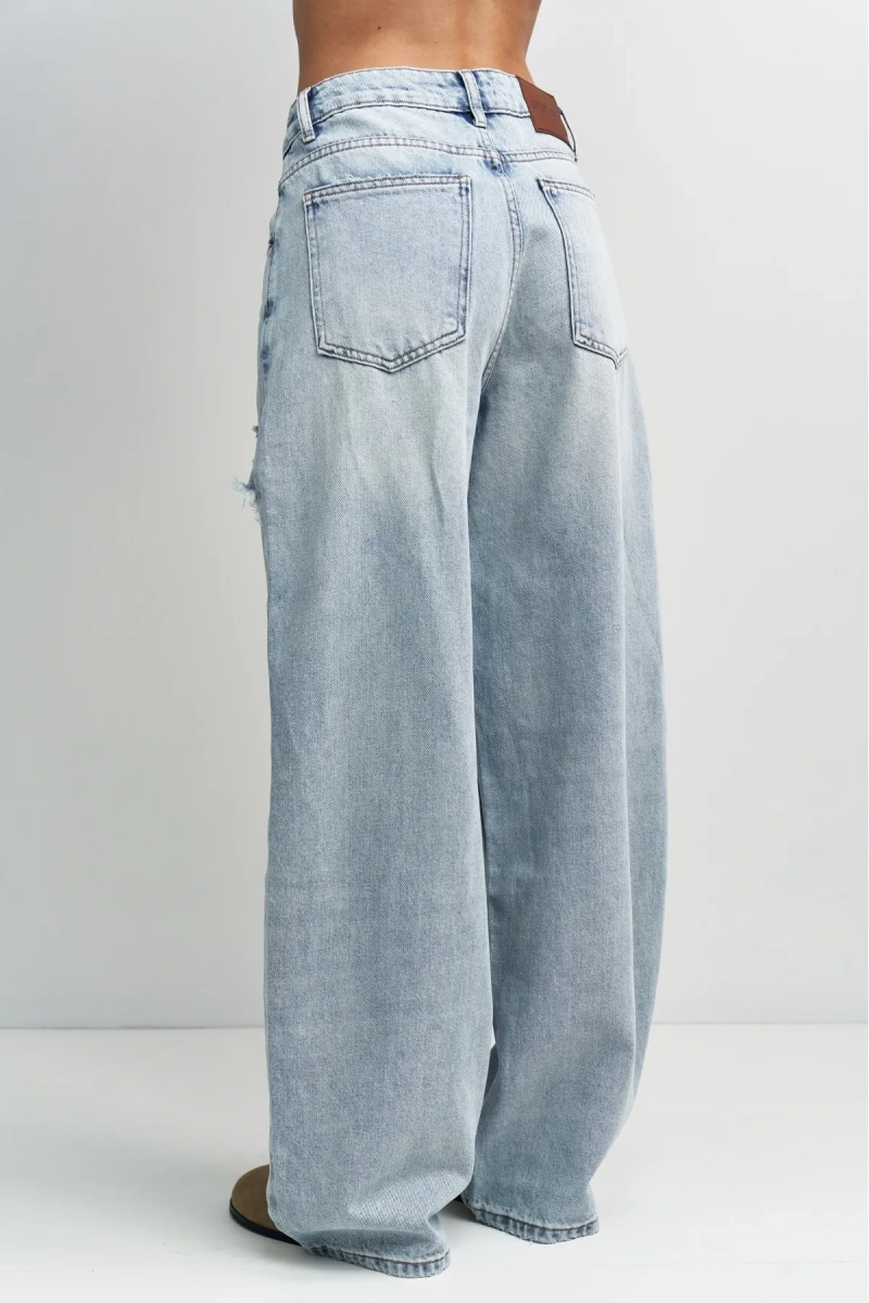 Джинсы свободные с имитацией разрезов Erist store, цвет: голубой, НФ-00003368 купить онлайн