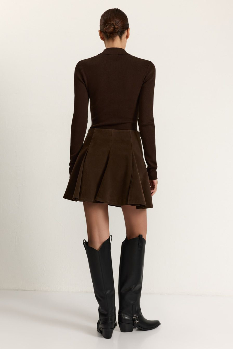 Юбка из экозамши TOPTOP, цвет: коричневый, TT.070.18774.700 купить онлайн