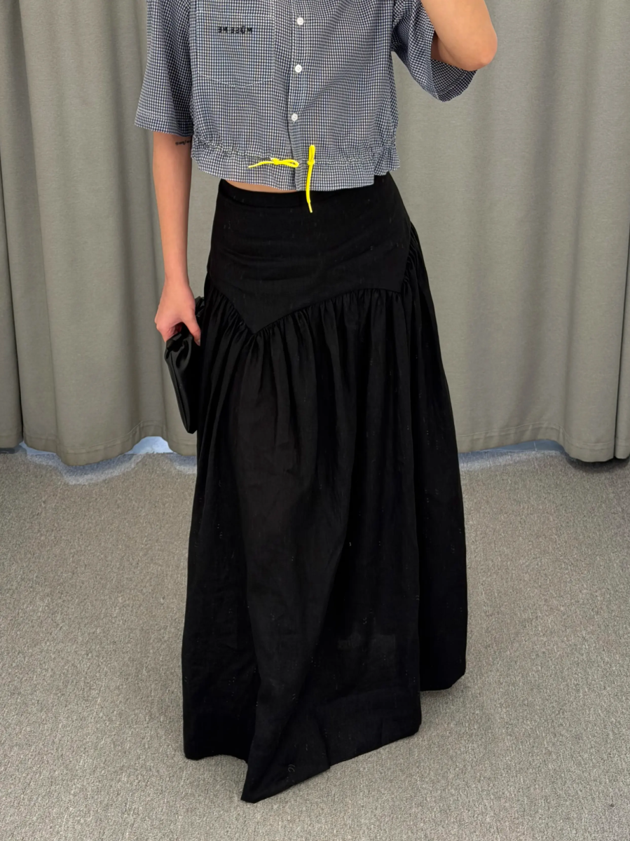 Юбка в пол с элементом баски