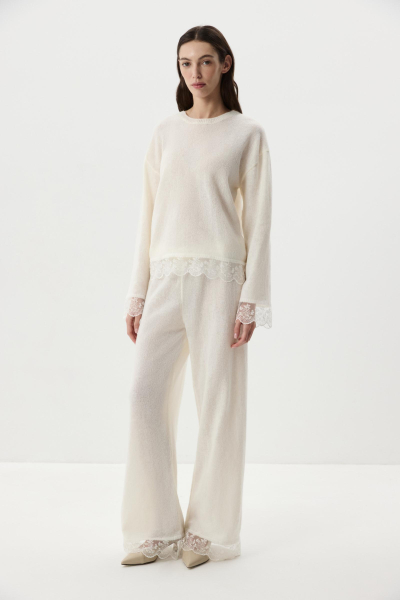 Брюки с ажурным кружевом Charmstore, цвет: молочный, 301-50081-111 купить онлайн