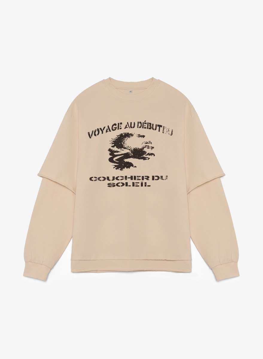 Лонгслив с двойным рукавом F | ABLE, цвет: бежевый, LNGSLV-FBL-LNT-BG купить онлайн