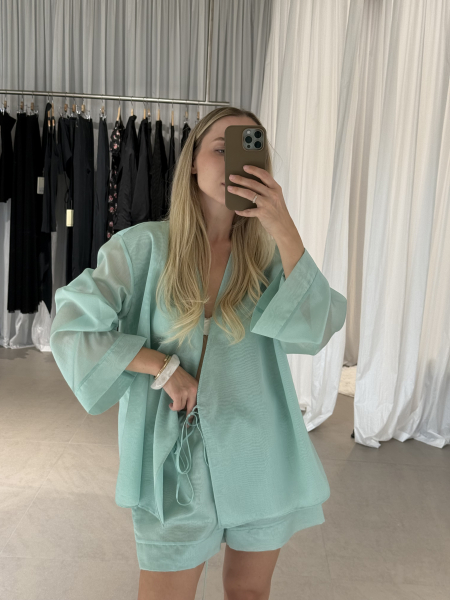 Комплект с кимоно НИ ИМЕНИ, НИ ПОХОЖИХ, цвет: бирюзовый, 00-00000360 купить онлайн