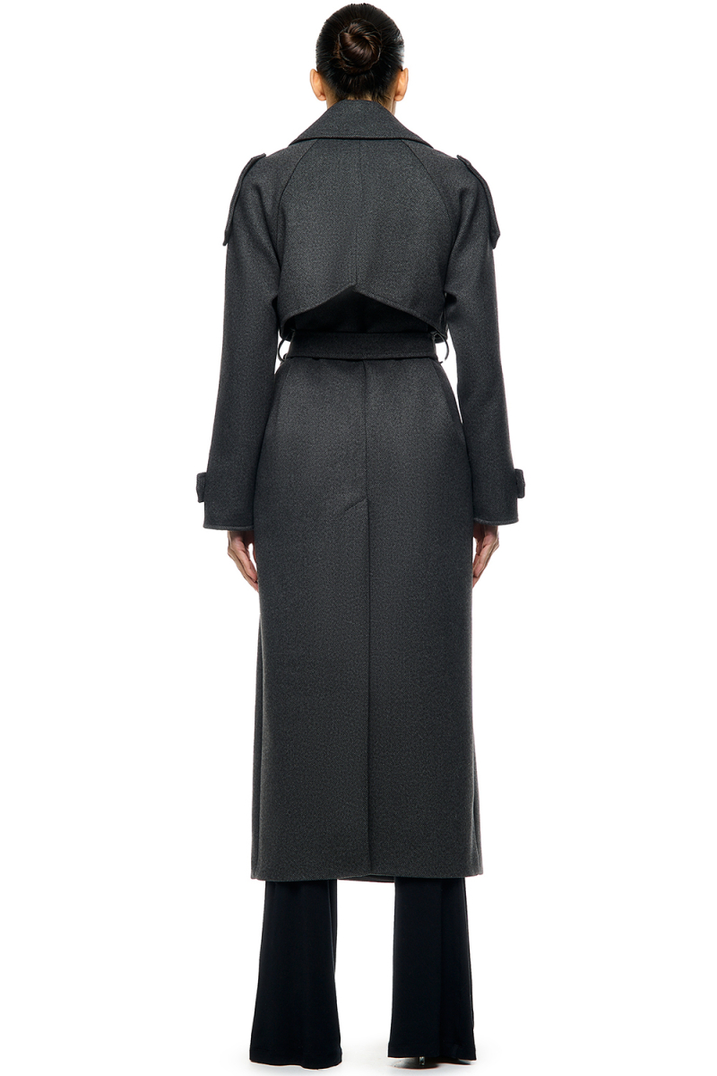 Пальто длинное с поясом SODAMODA, цвет: серый, 15737 купить онлайн