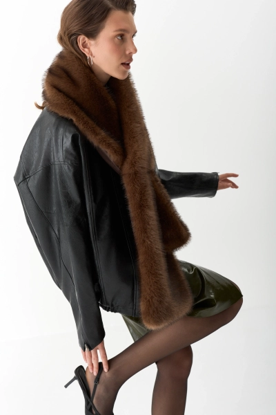 Шарф из экомеха с подкладом Ricoco, цвет: шоколадный 7004/1 купить онлайн