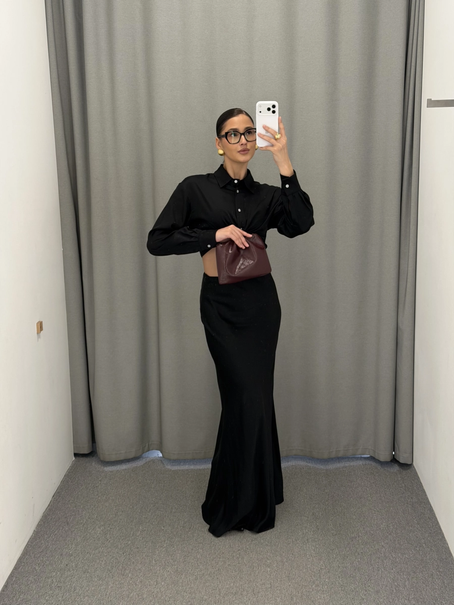 Укороченная рубашка MUSE ME, цвет: Черный, BL021 купить онлайн