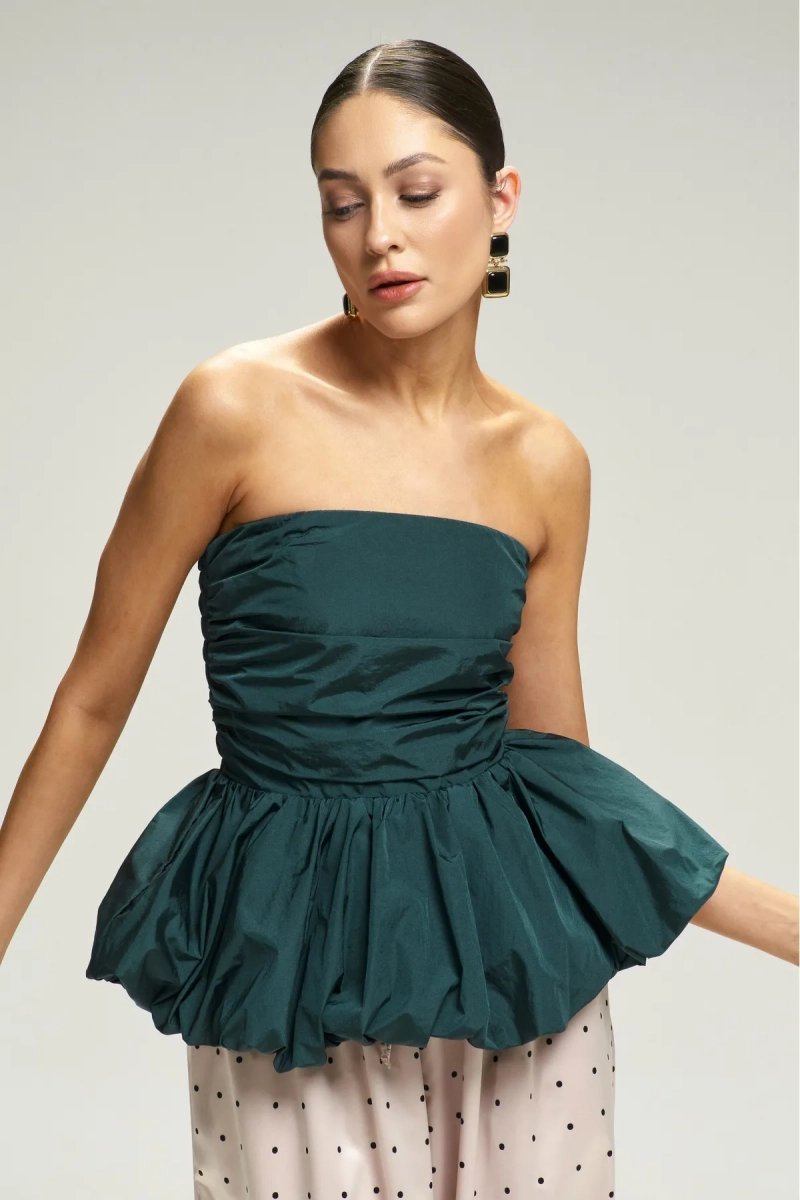 Топ-корсет с баской Pine Green Erist store, цвет: зеленый, НФ-00002962 купить онлайн