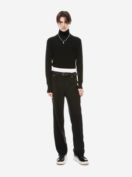 Брюки прямого кроя с двойным поясом p.p.s., цвет: Черный, P_260черный купить онлайн