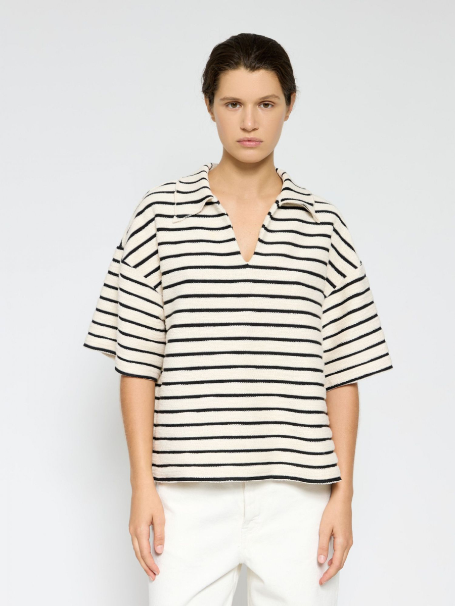 Поло в полоску из фактурного хлопка